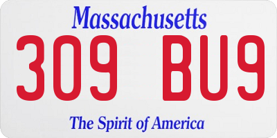 MA license plate 309BU9