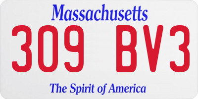 MA license plate 309BV3