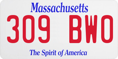 MA license plate 309BW0