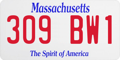 MA license plate 309BW1