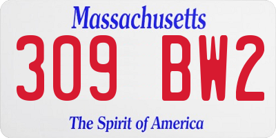 MA license plate 309BW2