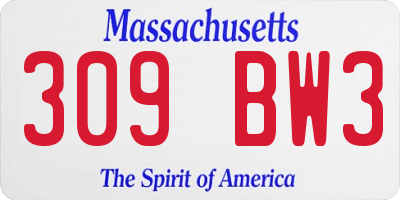 MA license plate 309BW3