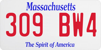 MA license plate 309BW4