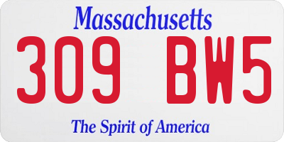 MA license plate 309BW5
