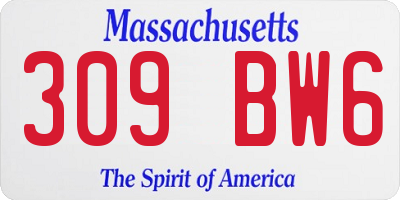 MA license plate 309BW6