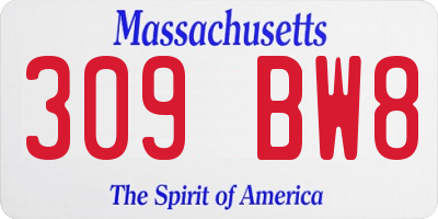 MA license plate 309BW8