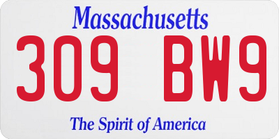 MA license plate 309BW9
