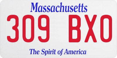 MA license plate 309BX0