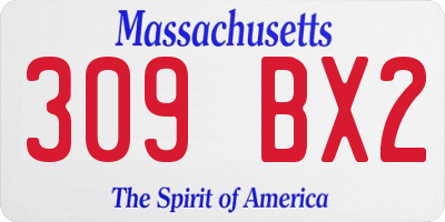 MA license plate 309BX2