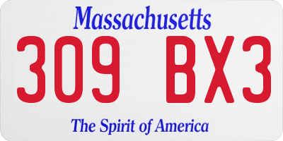 MA license plate 309BX3