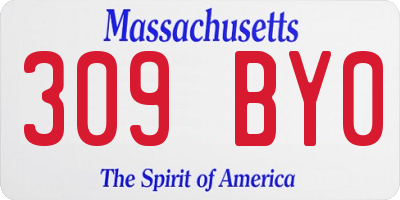 MA license plate 309BY0