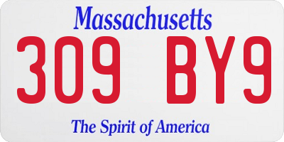 MA license plate 309BY9