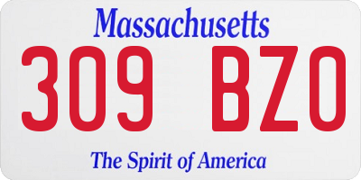 MA license plate 309BZ0