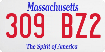 MA license plate 309BZ2