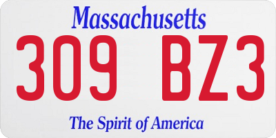 MA license plate 309BZ3