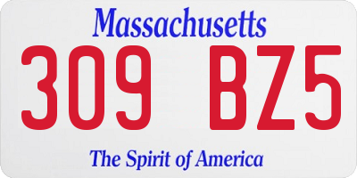 MA license plate 309BZ5