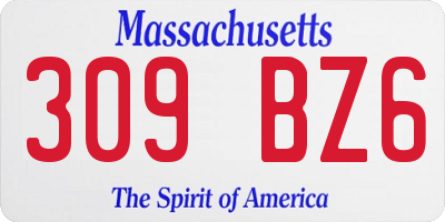 MA license plate 309BZ6