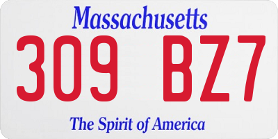 MA license plate 309BZ7