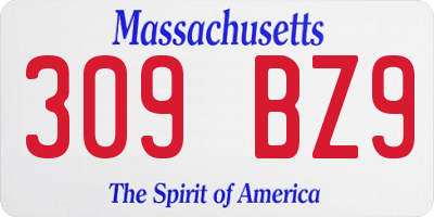 MA license plate 309BZ9