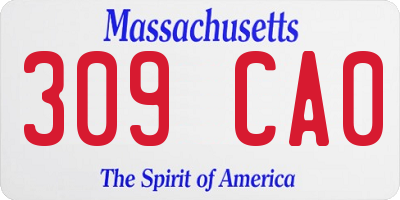 MA license plate 309CA0