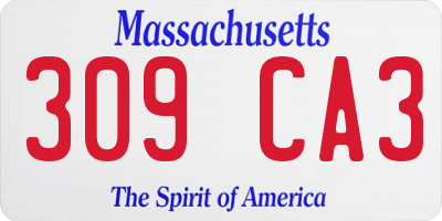 MA license plate 309CA3