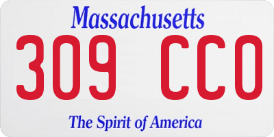 MA license plate 309CC0