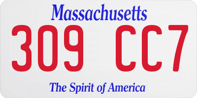 MA license plate 309CC7