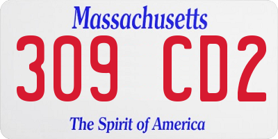 MA license plate 309CD2