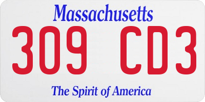 MA license plate 309CD3