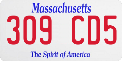 MA license plate 309CD5
