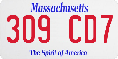 MA license plate 309CD7