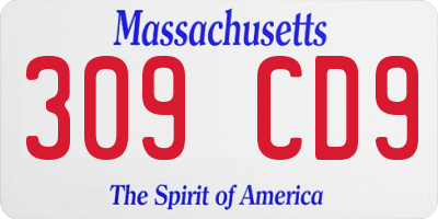 MA license plate 309CD9