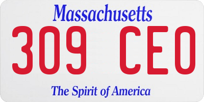 MA license plate 309CE0