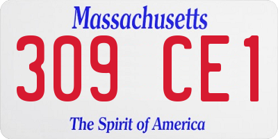 MA license plate 309CE1