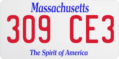 MA license plate 309CE3