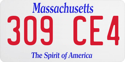 MA license plate 309CE4