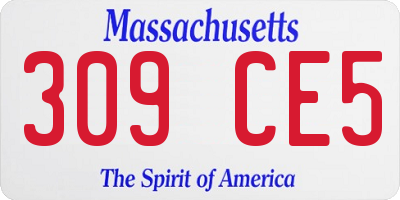 MA license plate 309CE5