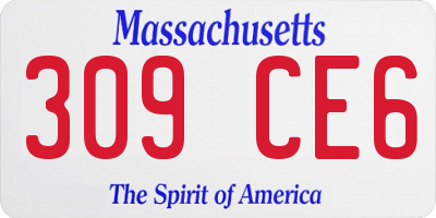MA license plate 309CE6