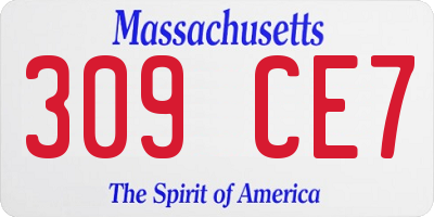 MA license plate 309CE7