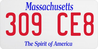 MA license plate 309CE8