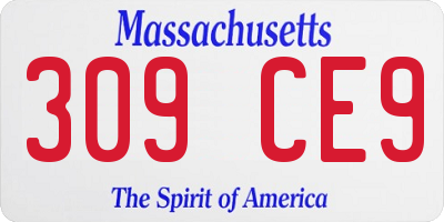 MA license plate 309CE9