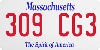 MA license plate 309CG3