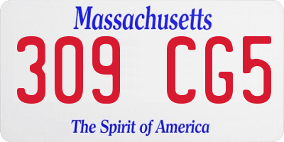 MA license plate 309CG5