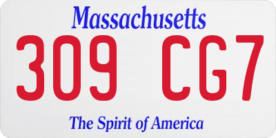 MA license plate 309CG7