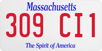 MA license plate 309CI1