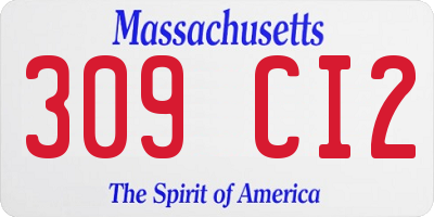 MA license plate 309CI2