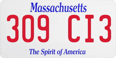 MA license plate 309CI3