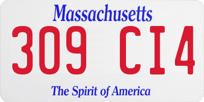 MA license plate 309CI4