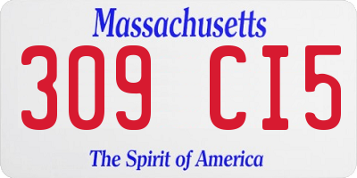 MA license plate 309CI5
