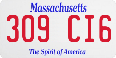 MA license plate 309CI6